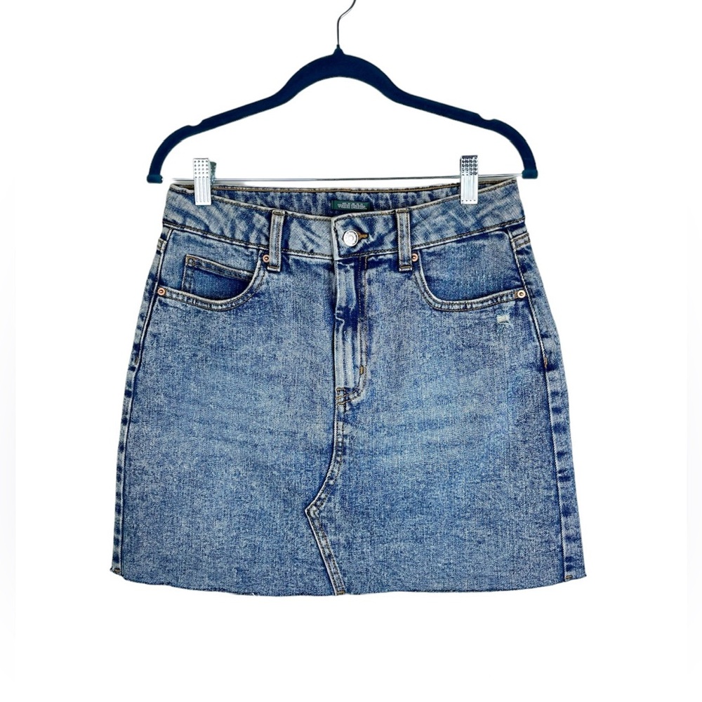 Denim Mini Skirt NWOT, Distressed, Acid Wash, Size 8